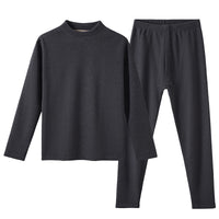 Winter Lambswool Thermal Underwear Set for Men and Women, Fleece Lined Thickened Mid-Neck Warm Base Layer