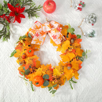 Halloween Thanksgiving Autumn Pumpkin Berry Wreath Artificial Garland for Fall Festival Decor