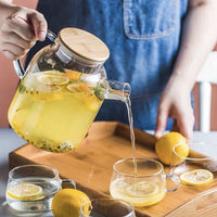 Borosilicate Glass Pitcher Set with Lid for Cold Water, Fruit, and Flower Tea