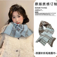 Women's Knitted Fair Isle Christmas Scarf Double-Sided Warm Neck Warmer