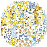 YINIAO Blue Yellow Floral Washi Tape for DIY Scrapbooking & Journal Decoration