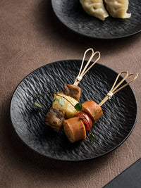 Ceramic Bone Dish Set - 6-inch Stone Pattern Snack Plates for Home Use