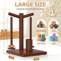 Wooden Yarn Spool Holder Double Axis Rotating Knitting Storage Rack