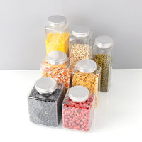 Square PET Food Storage Containers with Airtight Lids for Grains and Dry Goods