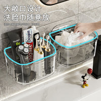 Wall-Mounted Bathroom Organizer for Vanity and Toiletries, No-Drill Storage Shelf for Face Towels, Combs, Toothpaste, and Toothbrushes