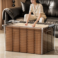 Transparent Storage Bins with Handles for Clothes, Books, Snacks and Home Organization