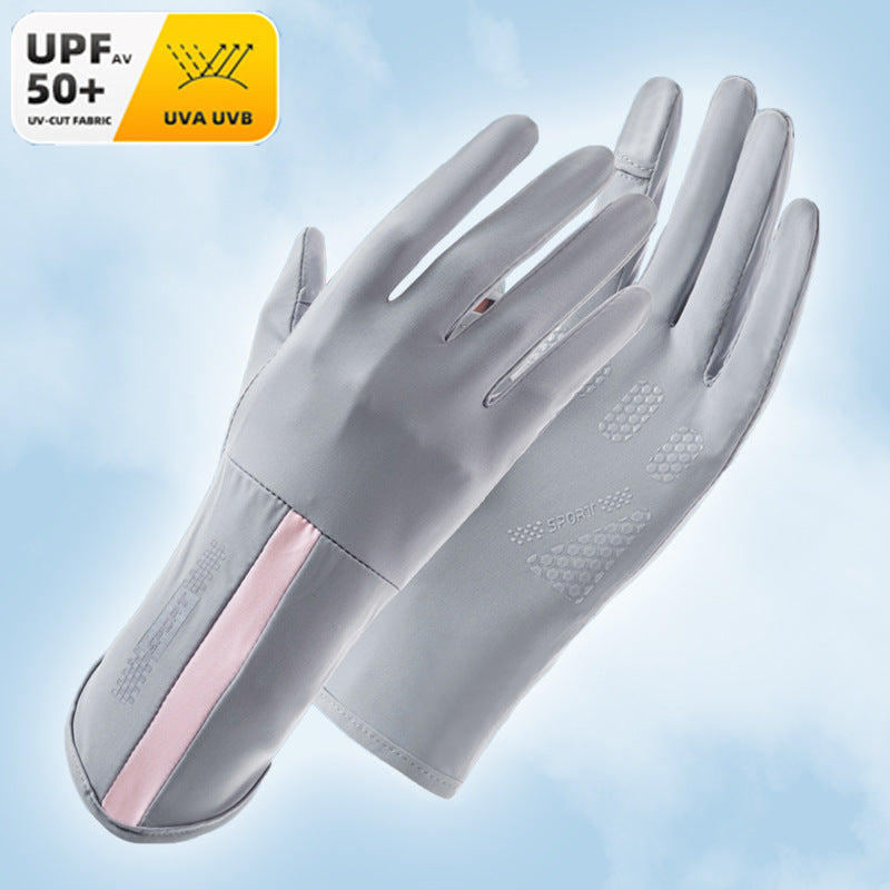 Women's UV Protection Ice Silk Fingerless Gloves for Driving and Cycling