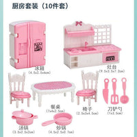 Dollhouse Miniature Bedroom Furniture Set for Kids, Pretend Play Simulation Interior Decor