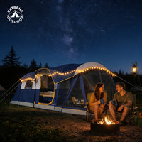 8-Person Waterproof Tunnel Camping Tent with Screened Porch for Family Outdoor Activities