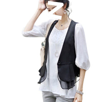 Women's Sleeveless Vest Thin Korean Style Blazer Waistcoat for Spring Summer