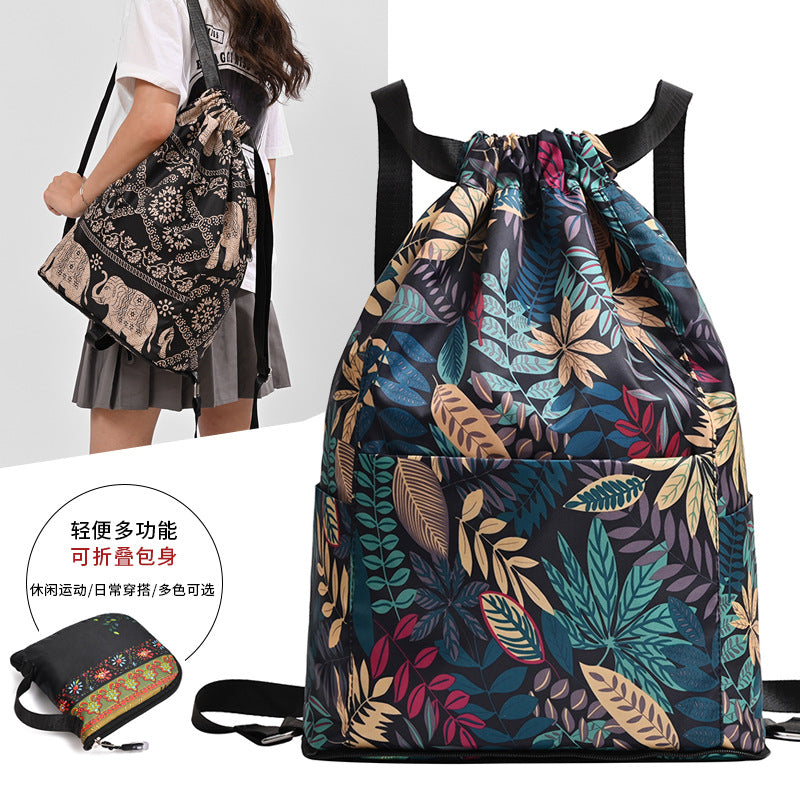 Foldable Drawstring Travel Bag - Lightweight Gym Backpack for Men and Women
