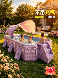 Foldable Above-Ground Swimming Pool for Kids & Adults - Easy Setup, Durable Frame, Family Fun