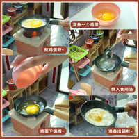 Mini Kitchen Playset with Real Cooking Function for Kids, Simulation Cookware Toy for Boys and Girls