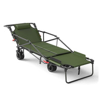 Outdoor Camping Cart with Tank Wheels, Reclining Beach Wagon, Foldable Utility Cart