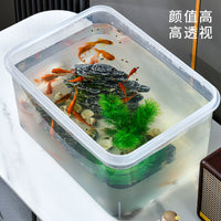 Desktop Fish Tank with Lid and Faucet for Office and Home, Transparent Ecological Goldfish and Turtle Aquarium