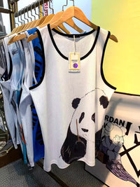 Men's American Style Quick-Dry Mesh Tank Top with Panda Print for Gym and Sports