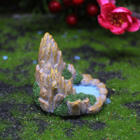 Miniature Mountain Rockery Aquarium Ornament with Flowing Water Effect for Micro Landscape Decor