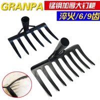 Heavy-Duty Steel Rake with Wooden Handle for Gardening and Farming