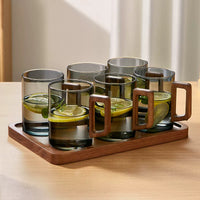 Hoinvaet Glass Teacup Set with Handle and Holder for Home and Guests