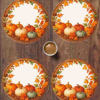 Thanksgiving Autumn Pumpkin Harvest Placemat Waterproof Heat-Insulating Fabric Table Mat