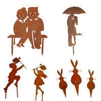 Rustic Metal Garden Stakes Outdoor Decor for Easter & Christmas