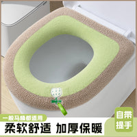 Knitted Washable Toilet Seat Cover with Handle, Thickened O-Type Universal Toilet Cushion for All Seasons