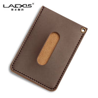 Genuine Leather ID Card Holder with Lanyard - Ultra-Thin Bus Pass & Access Card Protector
