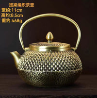 Brass Teapot Collectible Ornaments with Auspicious Designs