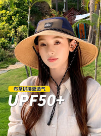 Wide Brim Straw Fisherman Hat UV Protection Sun Hat for Men and Women