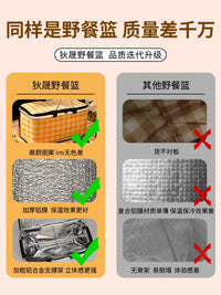 Foldable Insulated Picnic Basket for Outdoor Camping and Picnics