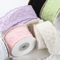 Lace Daisy Embroidered Ribbon for DIY Bows, Gift Wrapping, and Floral Arrangements