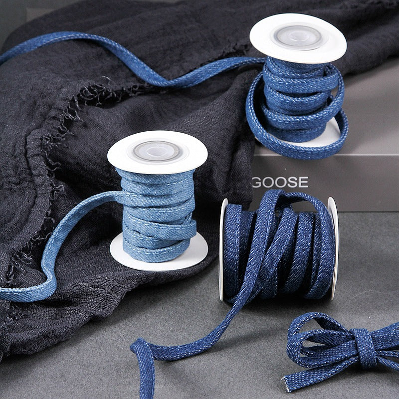 Hollow Denim Ribbon for DIY Crafts, Hair Accessories, Shoe Flowers, and Gift Wrapping