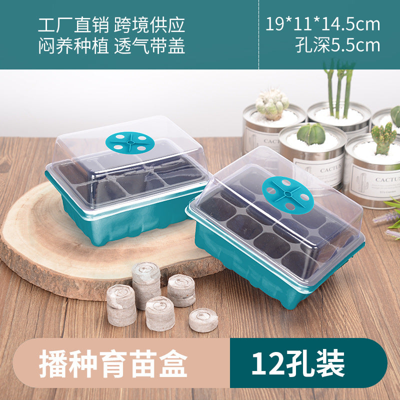 12-Cell Seedling Starter Tray Kit with Humidity Dome for Germination and Plant Propagation
