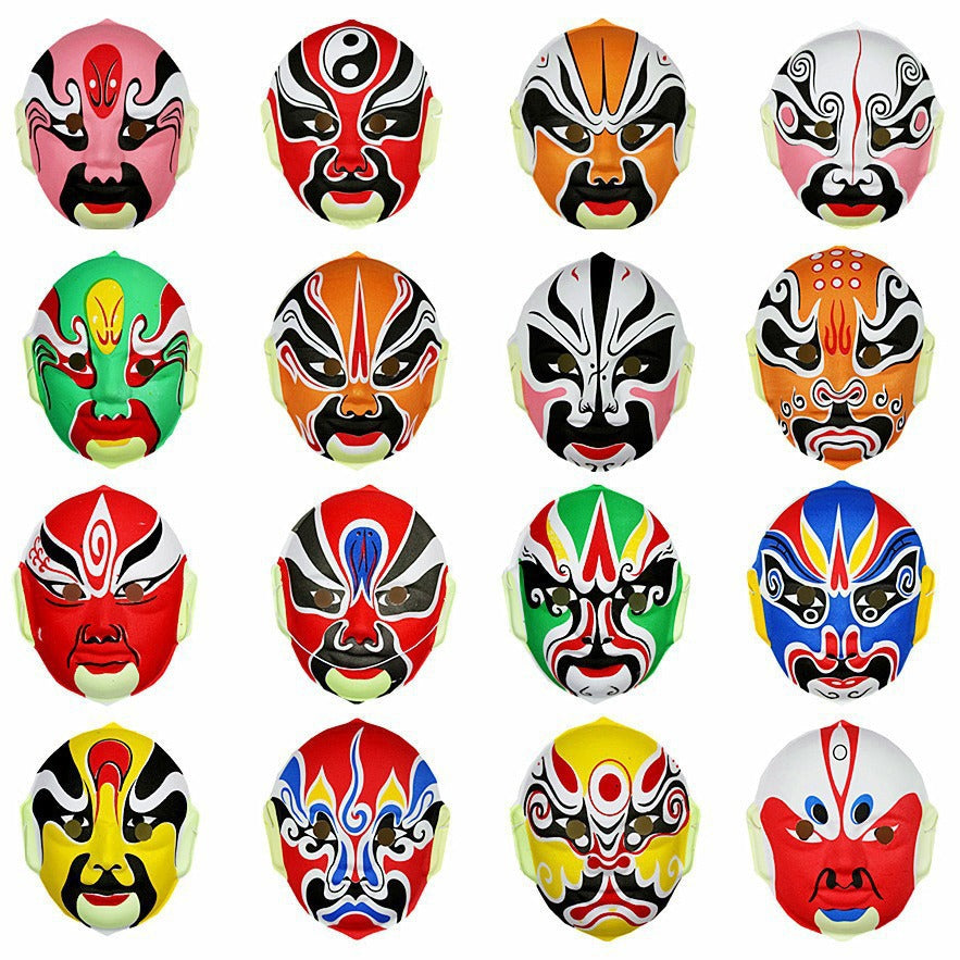 Sichuan Opera Mask Wearable Hand-Painted Velvet Peking Opera Facial Mask Full Face for Performance