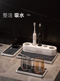 Diatomaceous Earth Absorbent Tray for Bathroom Countertop Storage and Drainage