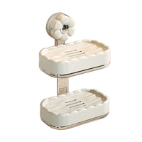Suction Cup Soap Dish Wall Mounted Drainable Bathroom Storage Organizer