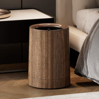 New Chinese Style Wood Grain Trash Can with Wheels for Living Room Office