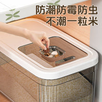 Airtight Rice Storage Container with Sliding Lid and Measuring Cup, Moisture-proof Grain Dispenser for Kitchen Pantry