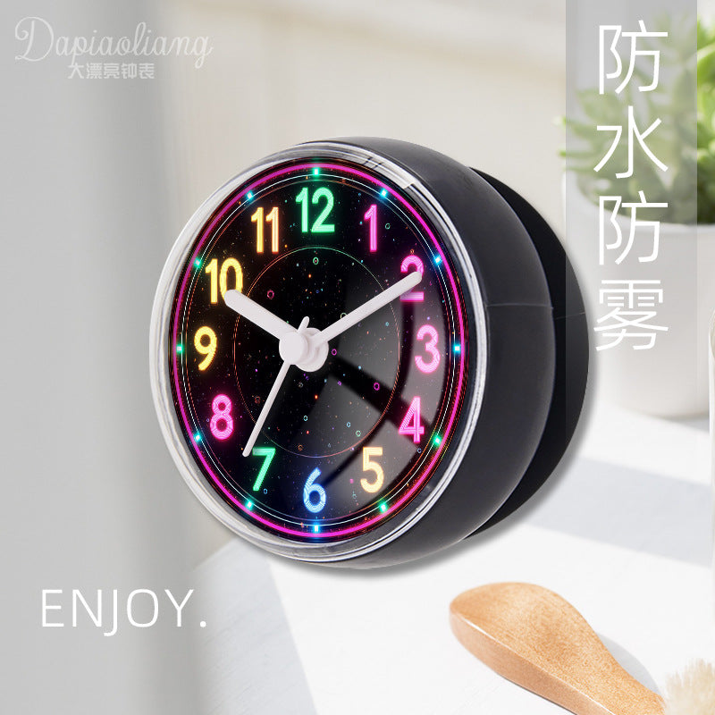 Waterproof Suction Cup Wall Clock for Bathroom and Living Room, Silent Quartz Movement, Fog-Resistant