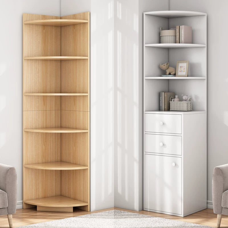 Corner Storage Cabinet Multi-layer Bookshelf Triangular Floor Shelf for Living Room Bedroom