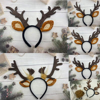 Christmas Reindeer Antler Headband Set for Kids and Adults