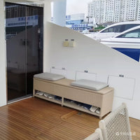 Outdoor Garden Waterproof Sunscreen Rattan Multifunctional Shoe Cabinet Balcony Seating Shoe Changing Stool Storage Bench