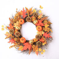 Autumn Harvest Festival Artificial Sunflower & Pumpkin Wreath for Door Decor