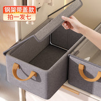 Fabric Wardrobe Storage Box with Lid, Foldable Clothes Organizer for Home Dormitory