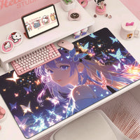 Cartoon Anime Girl Non-Slip Desk Mat with Diatomaceous Earth for Keyboard and Mouse