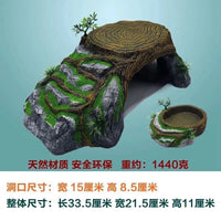 Reptile Basking Platform and Hideaway, Large Resin Tree Stump for Turtles, Lizards, Spiders, and Snakes