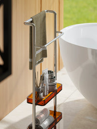 Acrylic Multi-Layer Bathroom Storage Shelf with Towel Rack, Freestanding
