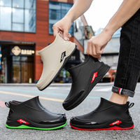 Men's Short Waterproof Rain Boots Non-Slip Warm Fishing Work Shoes