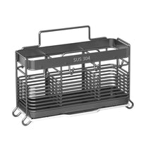 Stainless Steel Chopstick Holder with Hooks, Wall-Mounted or Countertop Utensil Caddy for Kitchen