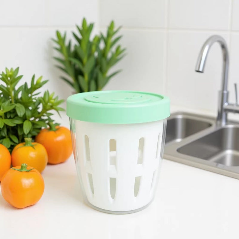 Portable Fruit Storage Container with Drainer and Handle for Office and Outdoor Use